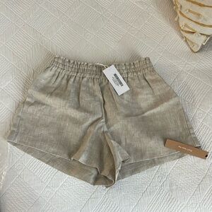 NWT Reformation Mila Linen Short in Oatmeal size Small